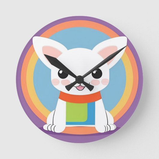 Schattigee cartoon hond illustratie ronde klok (Voorkant)