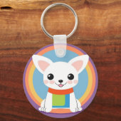 Schattigee cartoon hond illustratie sleutelhanger (Achterkant)