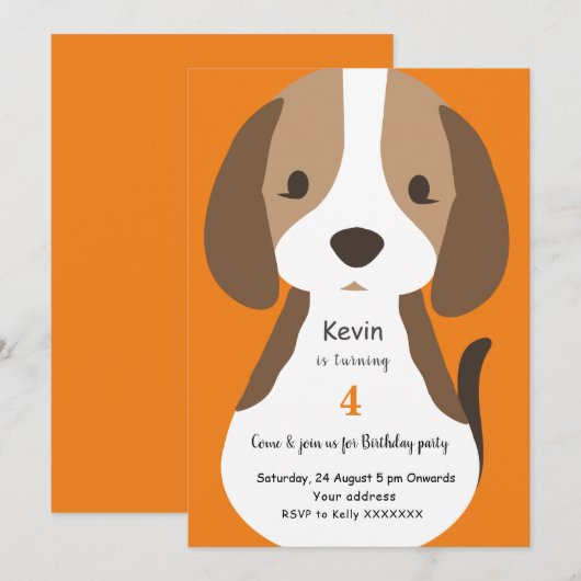 Schattigee cartoon hond kinderen verjaardagsfeestj kaart (Voorkant / Achterkant)