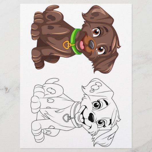 Schattigee cartoon hond kleurplaat (Voorkant)