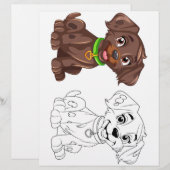 Schattigee cartoon hond kleurplaat (Voorkant / Achterkant)