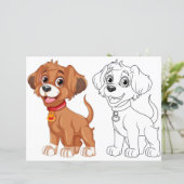 Schattigee Cartoon hond kleurplaat (Staand voorkant)