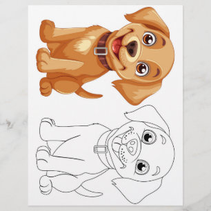Schattigee cartoon hond kleurplaat flyer