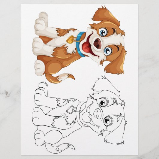 Schattigee cartoon hond kleurplaat flyer (Voorkant)