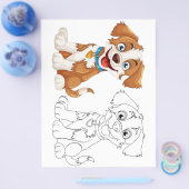 Schattigee cartoon hond kleurplaat flyer (Enkel)