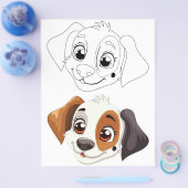 Schattigee Cartoon hond kleurplaat Flyer (Enkel)