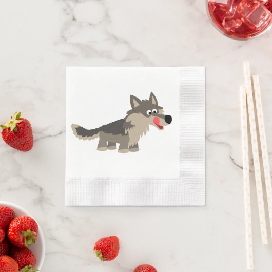 Schattigee Cartoon Hongerige Wolf papieren servett Servet (Insitu)