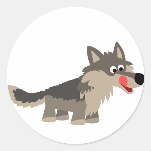 Schattigee Cartoon hongerige wolf Sticker (Voorkant)