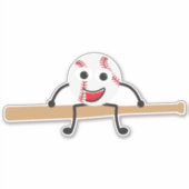 Schattigee Cartoon Honkbal en Bat Sticker (Voorkant)