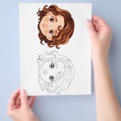 Schattigee cartoon hoofd kleurplaat flyer (Hand)