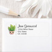 Schattigee Cartoon Houseplant naam en adres Etiket (Insitu)