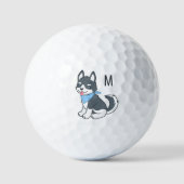 Schattigee Cartoon Husky Puppy Dog Monogram Initia Golfballen (Voorkant)