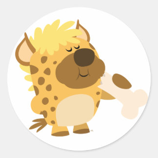 Schattigee Cartoon Hyena Crush-a-Bone Sticker