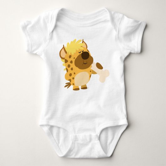 Schattigee Cartoon Hyena Crushing a Bone Baby T-Sh Romper (Voorkant)