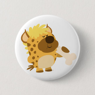 Schattigee Cartoon Hyena Verpletteren van een Bone Ronde Button 5,7 Cm