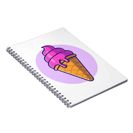 Schattigee Cartoon Ice Cream Cone Notitieboek (Rechterzijde)