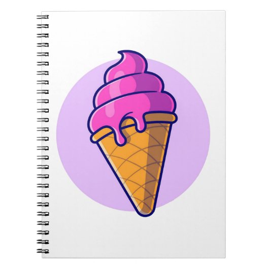 Schattigee Cartoon Ice Cream Cone Notitieboek (Voorkant)