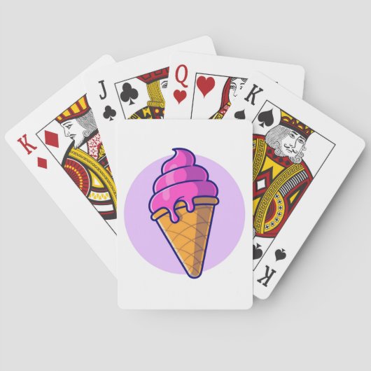 Schattigee Cartoon Ice Cream Cone Pokerkaarten (Achterkant)