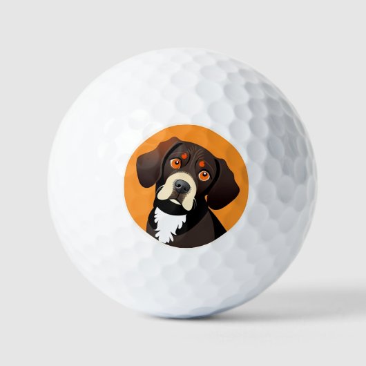 Schattigee Cartoon Illustratie van een Puppy Golfballen (Voorkant)