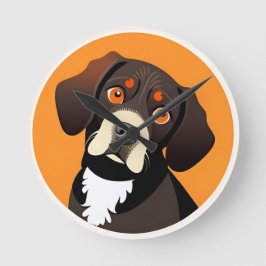 Schattigee Cartoon Illustratie van een Puppy Ronde Klok