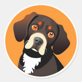 Schattigee Cartoon Illustratie van een Puppy Ronde Sticker