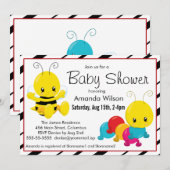 Schattigee Cartoon Insecten Baby shower Kaart (Voorkant / Achterkant)
