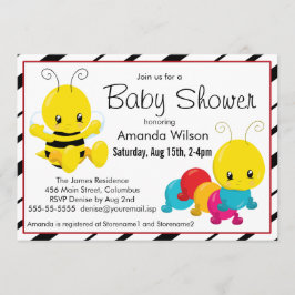 Schattigee Cartoon Insecten Baby shower Kaart