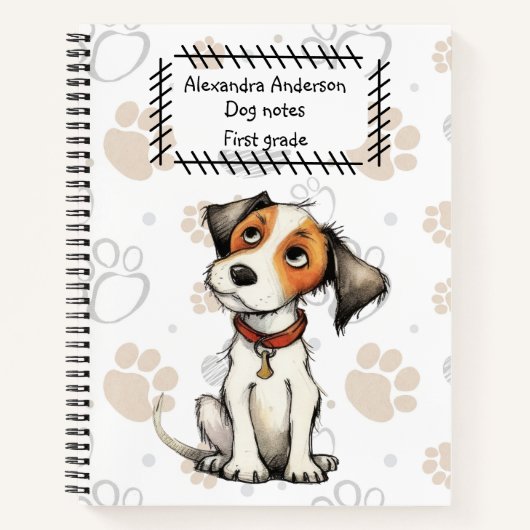 Schattigee Cartoon Jack Russell Puppy Paw Print Notitieboek (Voorkant)