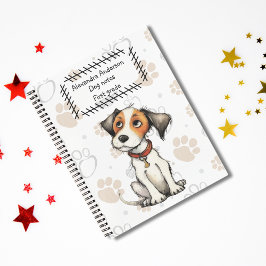 Schattigee Cartoon Jack Russell Puppy Paw Print Notitieboek