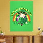 Schattigee cartoon kabouter met klaverblad en rege canvas afdruk (Insitu (Woonkamer))