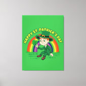 Schattigee cartoon kabouter met klaverblad en rege canvas afdruk (Voorkant)