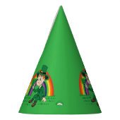 Schattigee cartoon kabouter met klaverblad en rege feesthoedjes (Links)