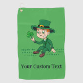 Schattigee cartoon kabouter met klaverblad en rege golfhanddoek (Voorkant)