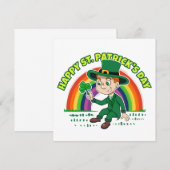 Schattigee cartoon kabouter met klaverblad en rege kaart (Voorkant / Achterkant)