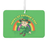 Schattigee cartoon kabouter met klaverblad en rege luchtverfrisser (Achterkant)