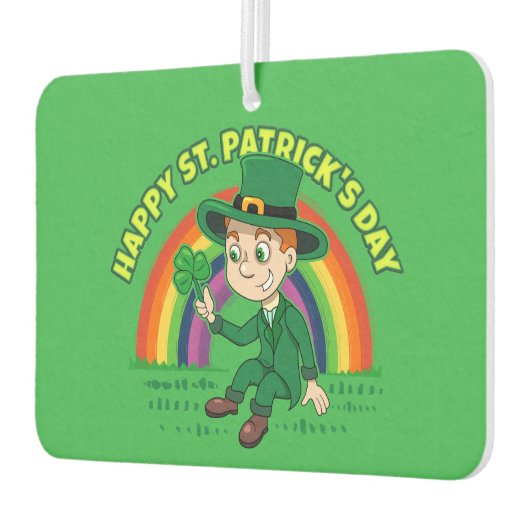 Schattigee cartoon kabouter met klaverblad en rege luchtverfrisser (Links)