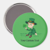 Schattigee cartoon kabouter met klaverblad en rege magneet (Voorkant / Achterkant)