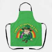 Schattigee cartoon kabouter met klaverblad en rege schort (Voorkant)