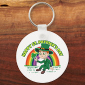 Schattigee cartoon kabouter met klaverblad en rege sleutelhanger (Achterkant)