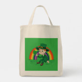 Schattigee cartoon kabouter met klaverblad en rege tote bag (Achterkant)