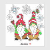 Schattigee Cartoon kabouters en sneeuwvlokken kers Sticker (Vel)