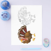 Schattigee Cartoon kalkoen kleurplaat Flyer (Enkel)