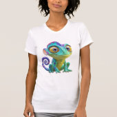 Schattigee Cartoon kameleon met grote ogen | Kleur T-shirt (Voorkant)
