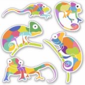 Schattigee Cartoon Kameleons Stickers Set (Voorkant)