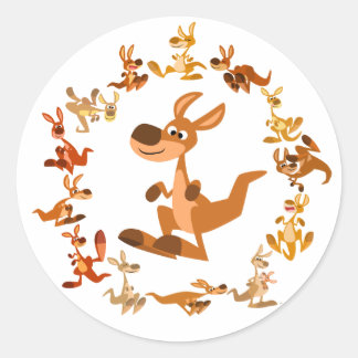 Schattigee Cartoon Kangoeroes Mandala Sticker