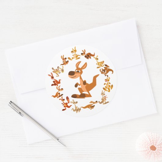 Schattigee Cartoon Kangoeroes Mandala Sticker (Envelop)