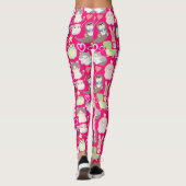Schattigee Cartoon karakters patroon B Pink BG Leggings (Achterkant)