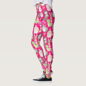 Schattigee Cartoon karakters patroon B Pink BG Leggings (Links)