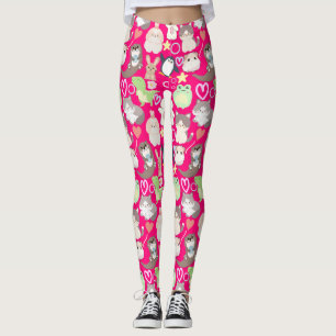 Schattigee Cartoon karakters patroon B Pink BG Leggings