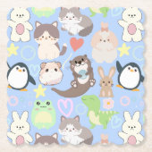 Schattigee Cartoon karakters patroon L Blue BG Kartonnen Onderzetters (Voorkant)